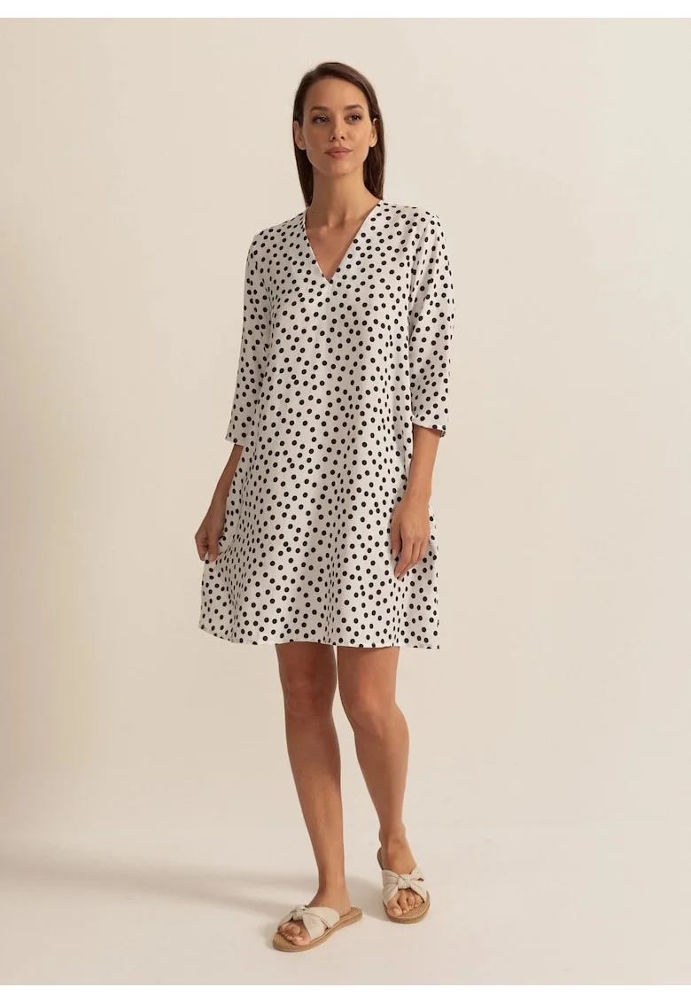 Rochie Dama Dotty Modal, Alb/Negru