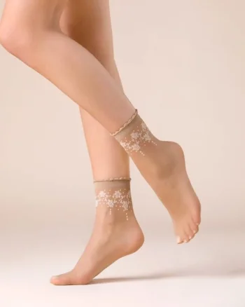Sosete lycra bej cu model  526 Bloom 20 den, Bej