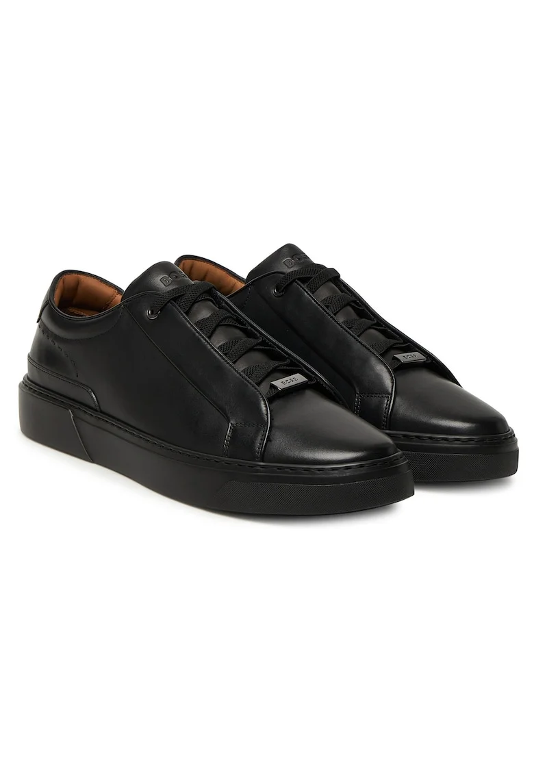 Tenisi barbati  piele naturala, culoare negru, model Black 001