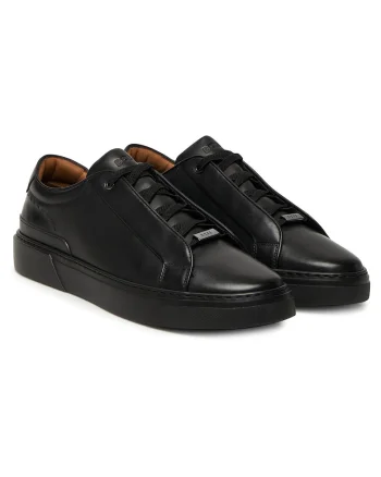 Tenisi barbati  piele naturala, culoare negru, model Black 001