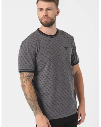 Tricou cu monograma, pentru fitness, Negru/Gri inchis