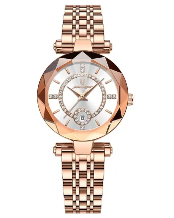 Ceas dama Poedagar CS1496, otel inoxidabil, rose gold, cadran alb