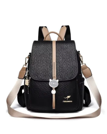 Rucsac dama, Iliris GT3604, Negru/Maro