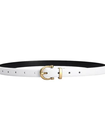 Curea dama C-211, piele naturala, Alba