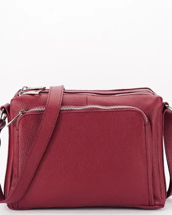 Geanta bordeaux din piele naturala Camelia 124