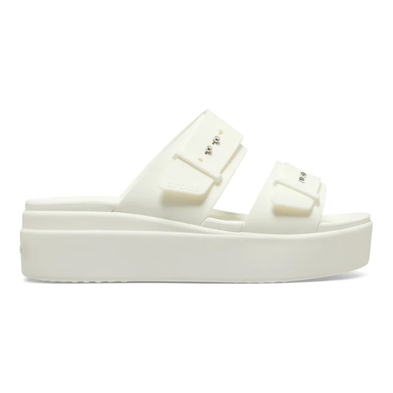 Sandale Crocs Women’s Brooklyn Low Wedge Sandal Alb - Chalk