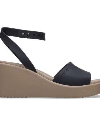 Sandale Crocs Brooklyn Ankle Strap Wedge Negru - Black/Mushroom