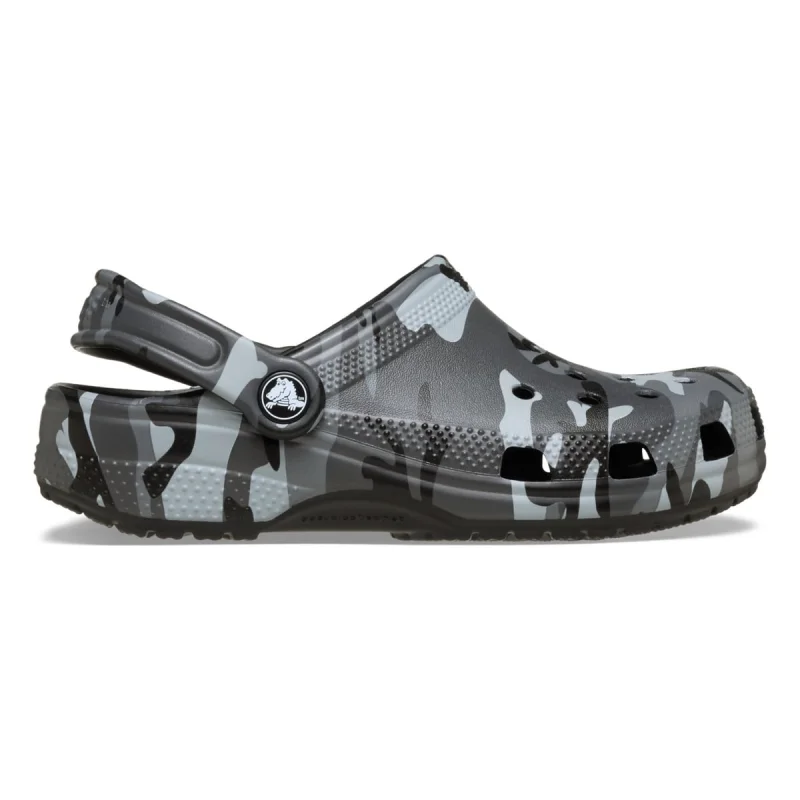 Saboti Crocs Classic Camouflage Clog K Negru - Black/Slate Grey