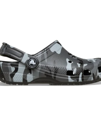 Saboti Crocs Classic Camouflage Clog K Negru - Black/Slate Grey