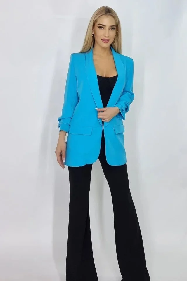 Sacou casual BLUMY, cu lungime medie si clapete, Albastru deschis, Marime XL/2XL