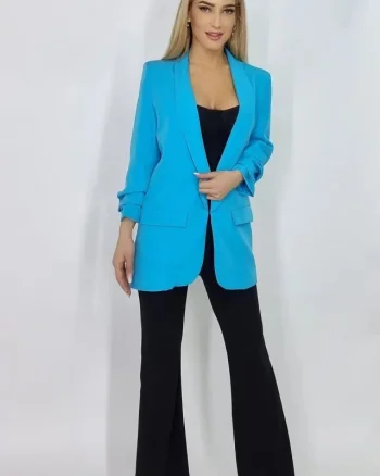 Sacou casual BLUMY, cu lungime medie si clapete, Albastru deschis, Marime XL/2XL