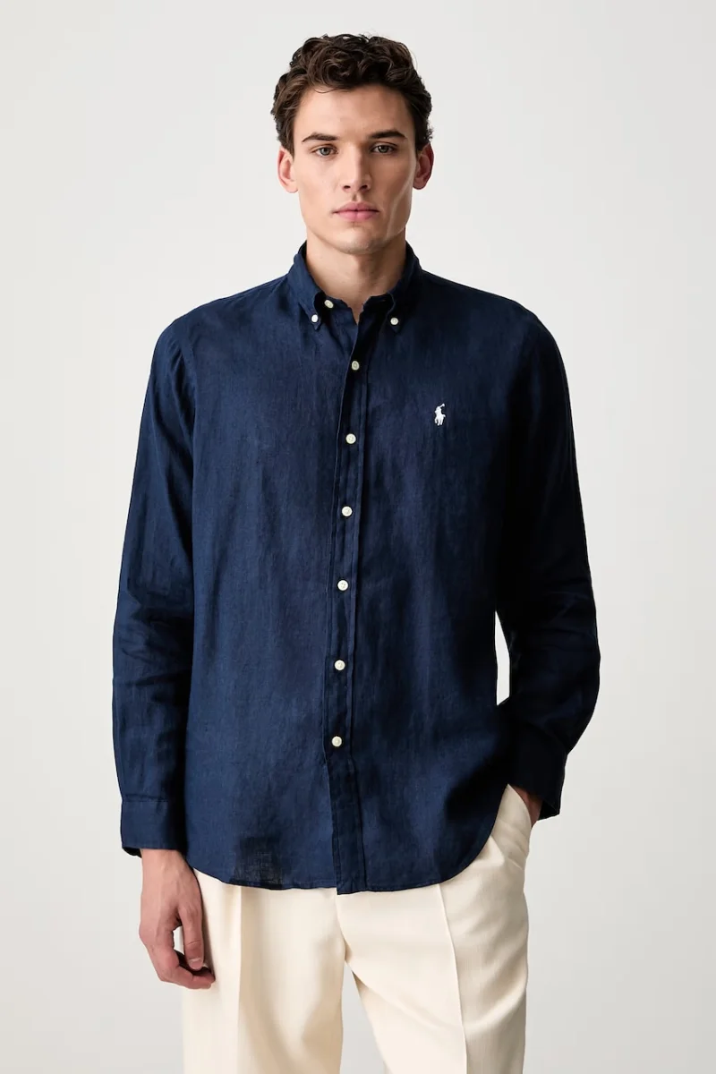 Polo Ralph Lauren cămașă pentru bărbați din in Long Sleeve Sport Shirt