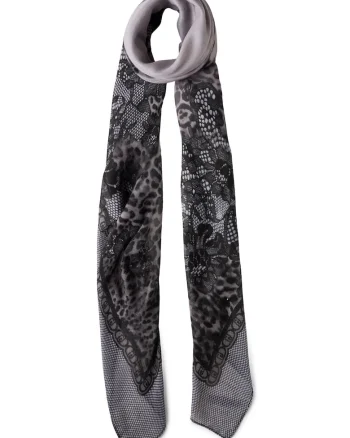 Esarfa cu animal print Better, Negru