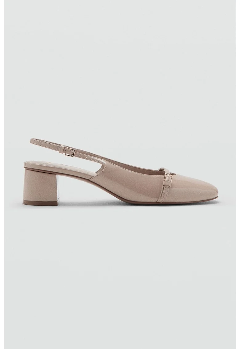 Pantofi slingback de piele ecologica lacuita, Bej deschis