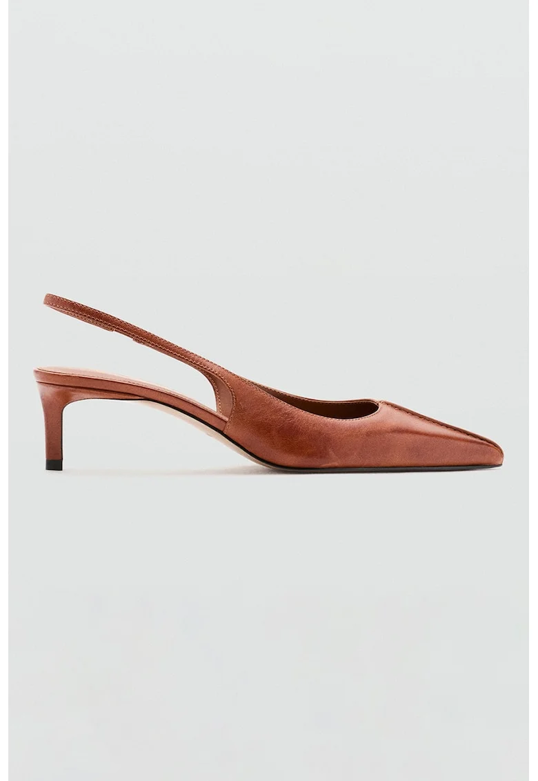 Pantofi slingback de piele cu varf ascutit, Maro Siena