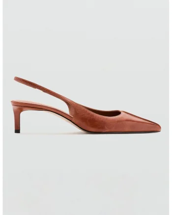 Pantofi slingback de piele cu varf ascutit, Maro Siena