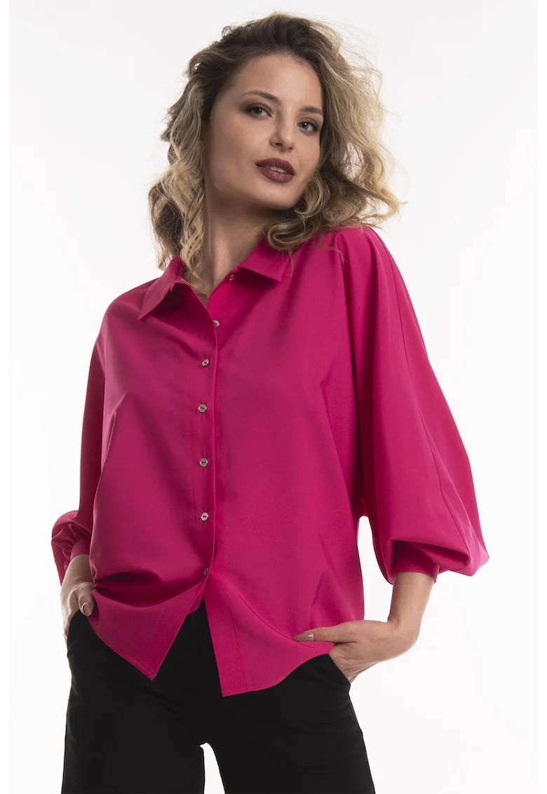 Camasa supradimensionata cu maneci liliac, Fucsia
