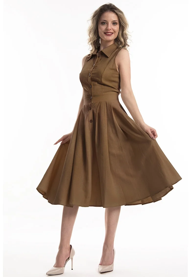 Rochie midi de in cu croiala evazata Valeria, Maro Siena