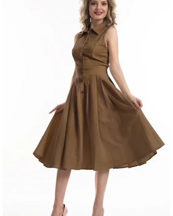 Rochie midi de in cu croiala evazata Valeria, Maro Siena