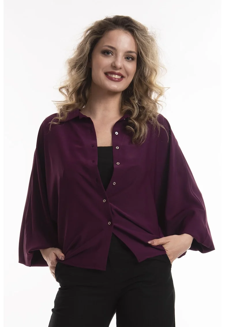 Camasa supradimensionata cu maneci liliac, Violet tyrian