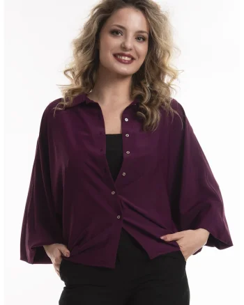 Camasa supradimensionata cu maneci liliac, Violet tyrian