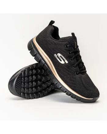 Pantofi sport dama  Graceful Get Connected, Negru/Auriu,, Negru/Negru/Auriu