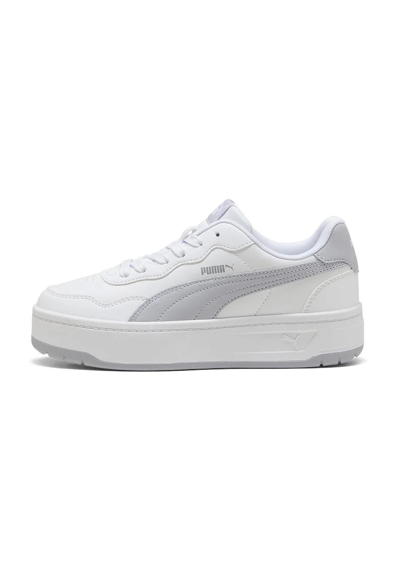 Pantofi sport Court Lally Skye flatform de piele ecologica, Gri deschis/Alb murdar