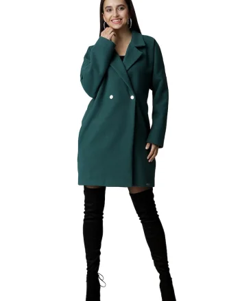 Palton dama M625,  Poliester/Viscoza, Verde