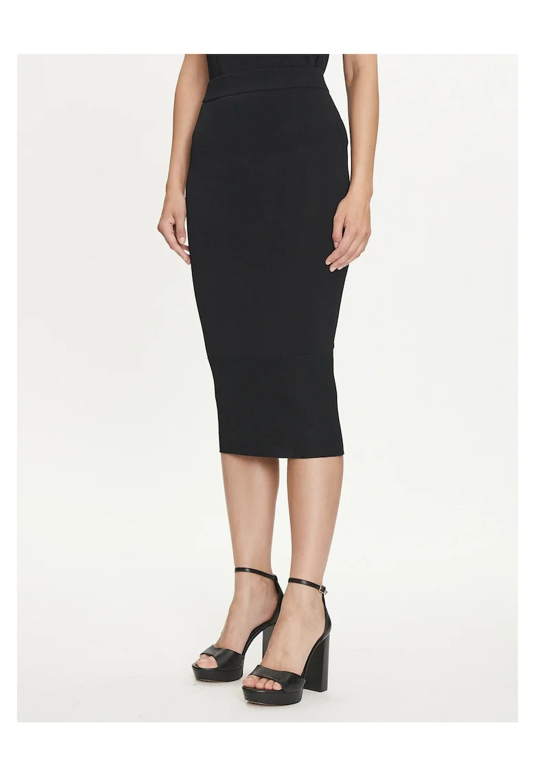 Fusta creion,  neagra, 63% viscoza, 37% poliamida, pentru femei,