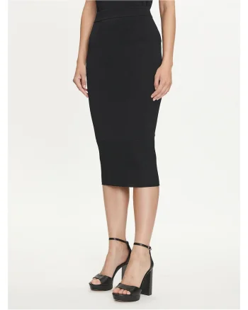 Fusta creion,  neagra, 63% viscoza, 37% poliamida, pentru femei,