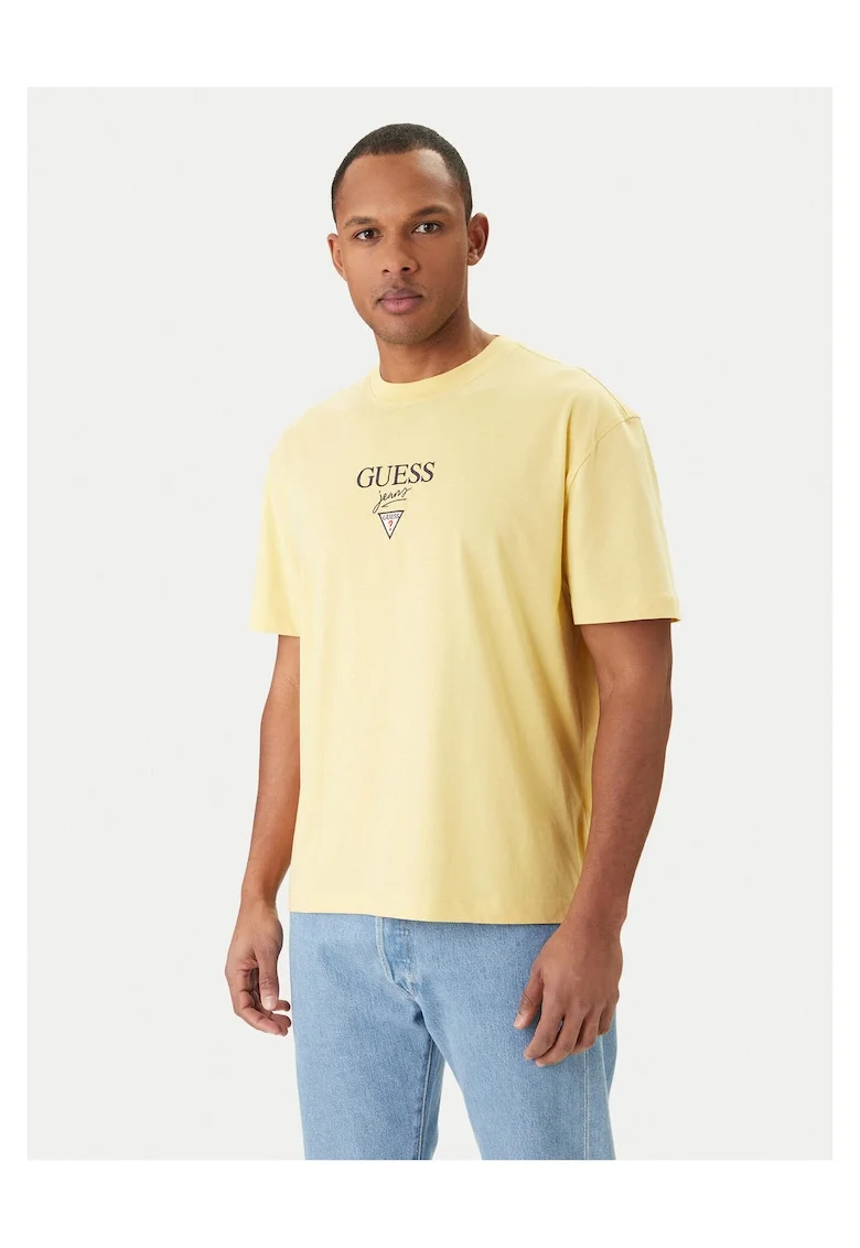 Tricou barbati,  supradimensionat, galben, bumbac