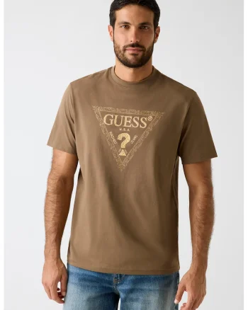 Tricou din bumbac cu imprimeu logo, Bej/Maro deschis