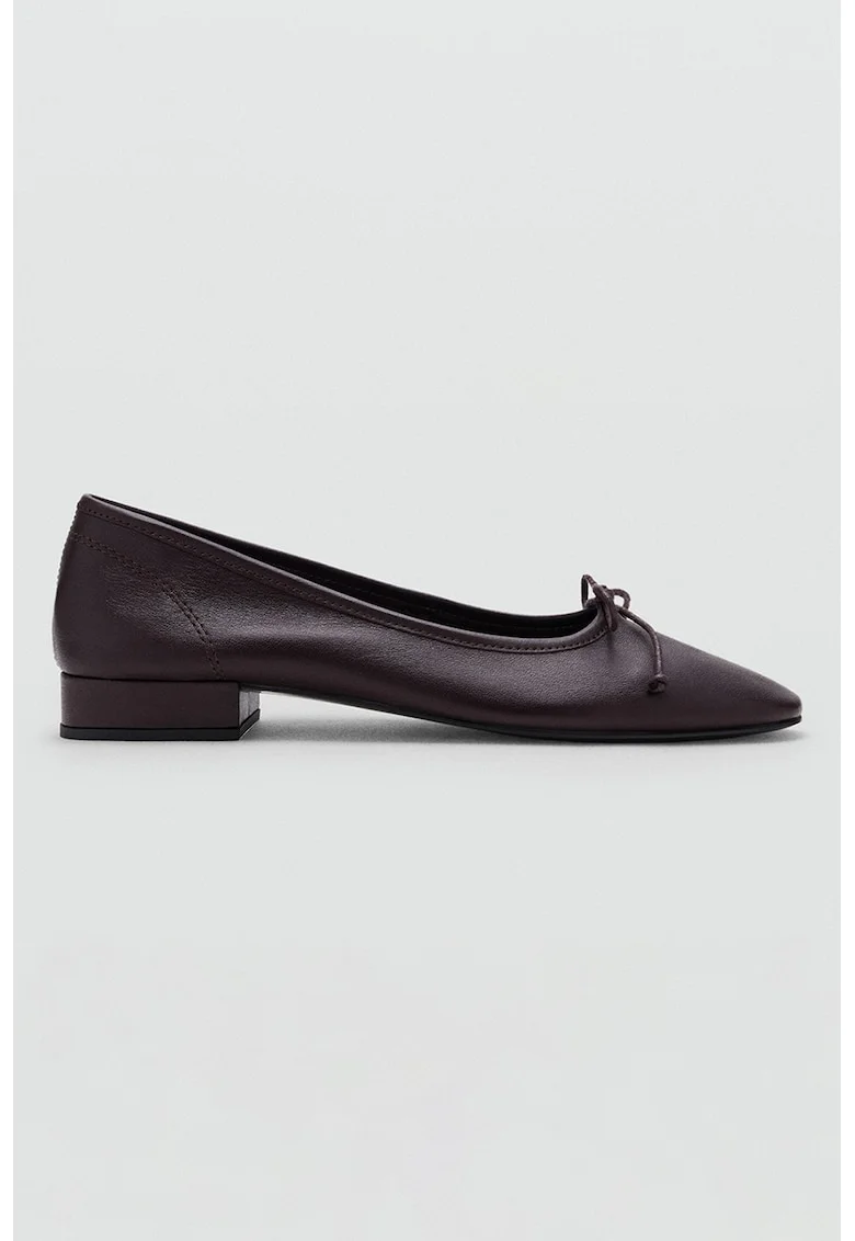Pantofi de piele cu funda, Violet aubergine