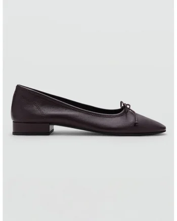 Pantofi de piele cu funda, Violet aubergine
