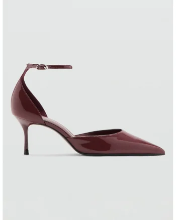 Pantofi de piele ecologica cu toc kitten, Maro inchis