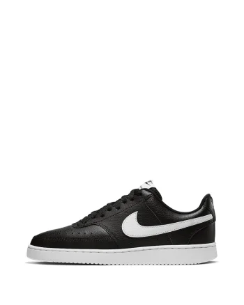 Pantofi sport Court Vision Low cu garnituri din piele, Negru stins