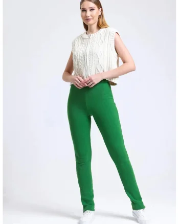Pantaloni de trening,  talie inalta, crapaturi cu fermoar, textil
