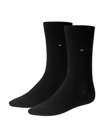 Set de sosete lungi cu logo brodat - 2 perechi, Negru