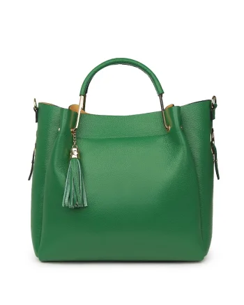 Geanta dama din piele naturala Fabiana verde, 32x32cm