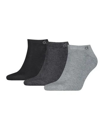 Set de sosete pana la glezna cu model uni - 3 perechi, Negru/Gri inchis melange/Gri deschis melange