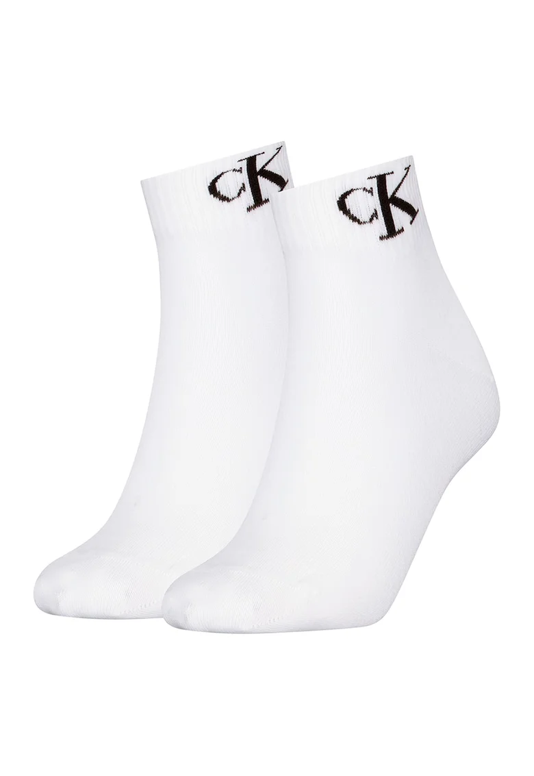 Set de sosete scurte cu logo - 2 perechi, Negru stins/Alb optic