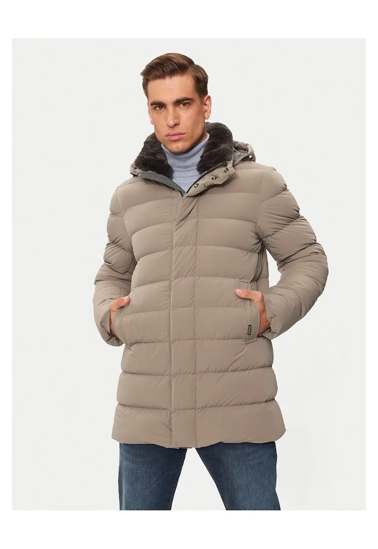 Geaca de puf barbati Hetrego, bej, material usor,