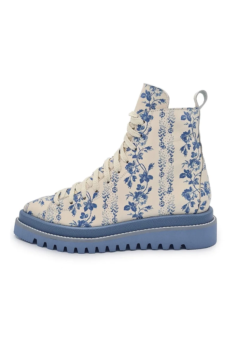 Ghete de piele Rosy, Bej/Albastru lavanda