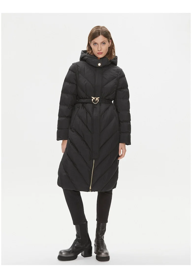 Geaca de iarna dama,  neagra, poliester, cu fermoar,