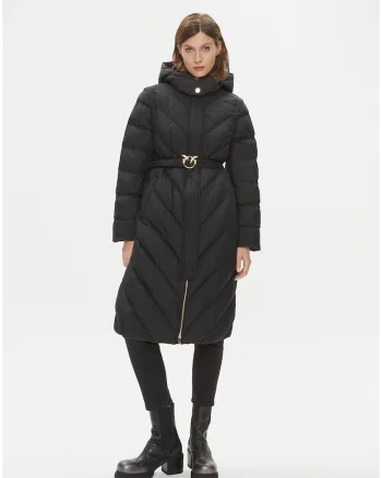 Geaca de iarna dama,  neagra, poliester, cu fermoar,
