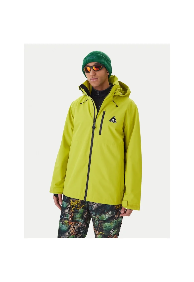Geaca snowboard barbati,  verde, poliester reciclat, fermoar