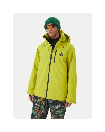 Geaca snowboard barbati,  verde, poliester reciclat, fermoar