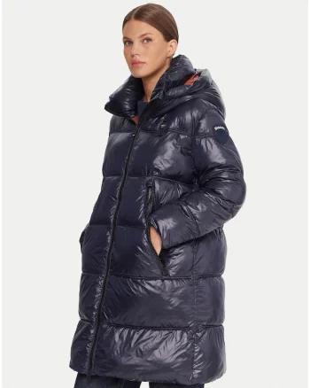 Geaca de iarna dama,  albastru, poliamida, regular fit, fermoar,