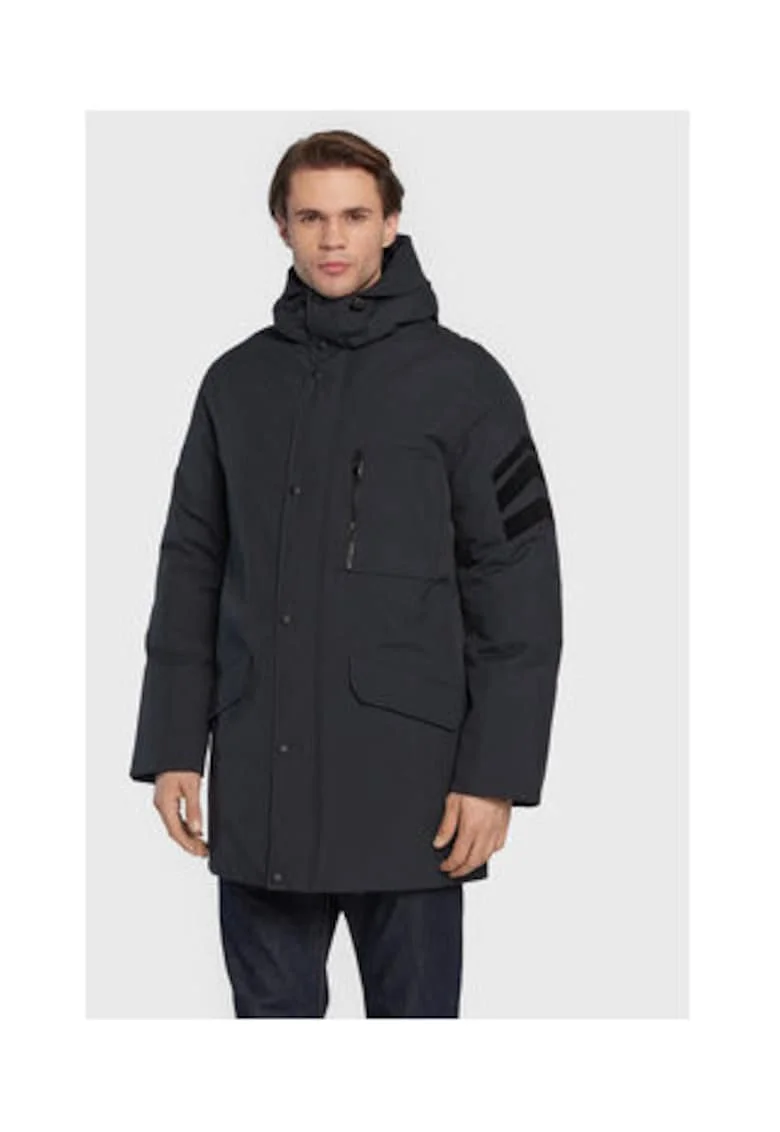 Geaca de iarna barbati,  neagra, material rezistent, umplutura sintetica, gluga reglabila,