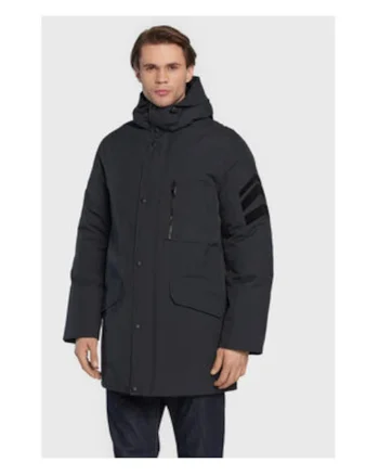 Geaca de iarna barbati,  neagra, material rezistent, umplutura sintetica, gluga reglabila,